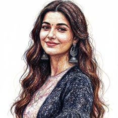 Intricate Scribble Art Portrait with Colored Lines